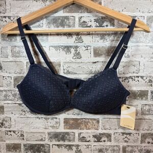 NWT Lively Navy Lace T-Shirt Bra Underwire Mesh  47122 Navy Blue 36B